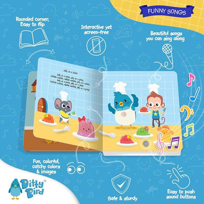 DITTY BIRD Musical Books for Toddlers | Fun Children's Nursery Rhyme Sound Book | The Johny Johny, Yes Papa Story with Interactive Sounds for baby | Gift For 1 Year Old to 3 Year Olds
