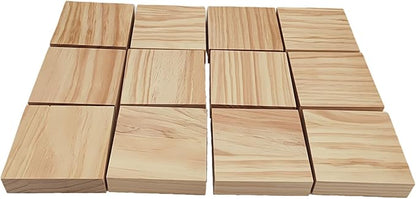 12PCS Unfinished Wood Square Blocks for Crafts, 4x4x1in Blank Wooden Squares Pine Wood Boards for Wood Carving,DIY Wood Coasters,Painting & Burning