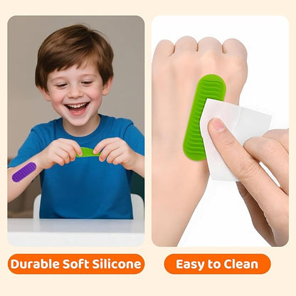 Textured Sensory Stickers for Kids – 16PC Silicone Adhesive Calm Strips for Anxiety Relief, Autism, ADHD – Quiet Fidget Toys & Desk Sensory Strips for Classroom Prizes