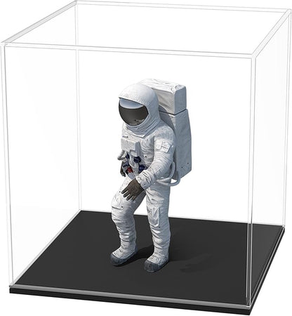 5 Inch Clear Acrylic Display Case, Rectangle Box for Collectibles, Plexiglass Case With Matt Black Stand for Toys, Desktop Display