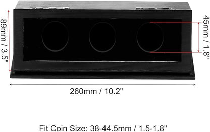 PATIKIL Coin Display Case, 3 Slots Coin Presentation Display Box Coin Box Coin Case with Coin Holder Fit 38-44.5mm Coin for Silver Dollar Collectors, Black