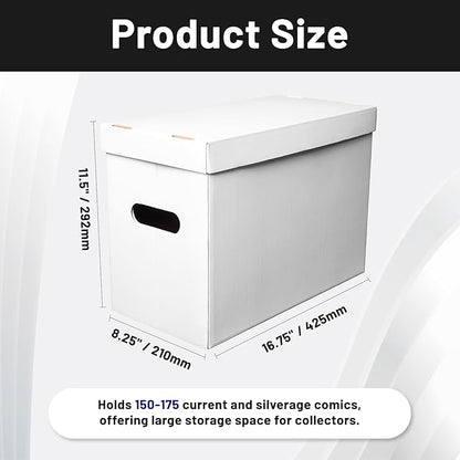 NUMINA Comic Book Boxes – 3 Pack Short Boxes | Fits 150–175 Comics | Comic Book Storage Organizer for Silver & Current Age | Durable Stackable Cardboard Box