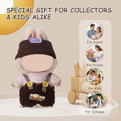 5 Complete Style Clothes Sets for 17cm Dolls - Hat & Overalls Dress Up Outfit for 17cm 15cm Dolls,Designer Outfits Bundle with Luxury/Cute/Sporty Themes, Gift for Doll Lovers (Smile, 17cm/15cm)