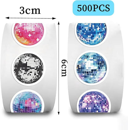 500pcs Cool Disco Ball Stickers - Vintage Retro Stickers, 1 Inch Self-Adhesive for Laptop, Luggage, Scrapbook, Bottles, Crafts & Decor