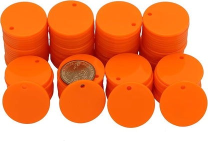 35MM with Holes, 120 Pieces per Box of Plastic Poker Chips - Perfect for Bar Activities, Teaching Games, and Customizable Accessories with Text.