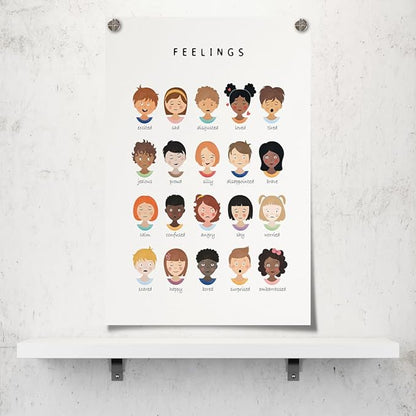 uoyien Feelings Chart And Emotions Poster For kids Mental Health Awareness Canvas Wall Art Special Emotions Faces Calm Corner Prints Classroom Social Worker Office Decor 16x22in Unframed