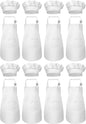 8 Set Kids Apron and Chef Hat Set Kids Apron with 2 Pockets Adjustable for Boys Girl's Cooking Baking Painting