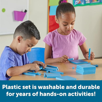 Learning Resources Plastic Base Ten Starter Kit - 141 Pieces, Ages 6+ Early Math, Counting, Math Games for Kids, Teacher and Classroom Supplies