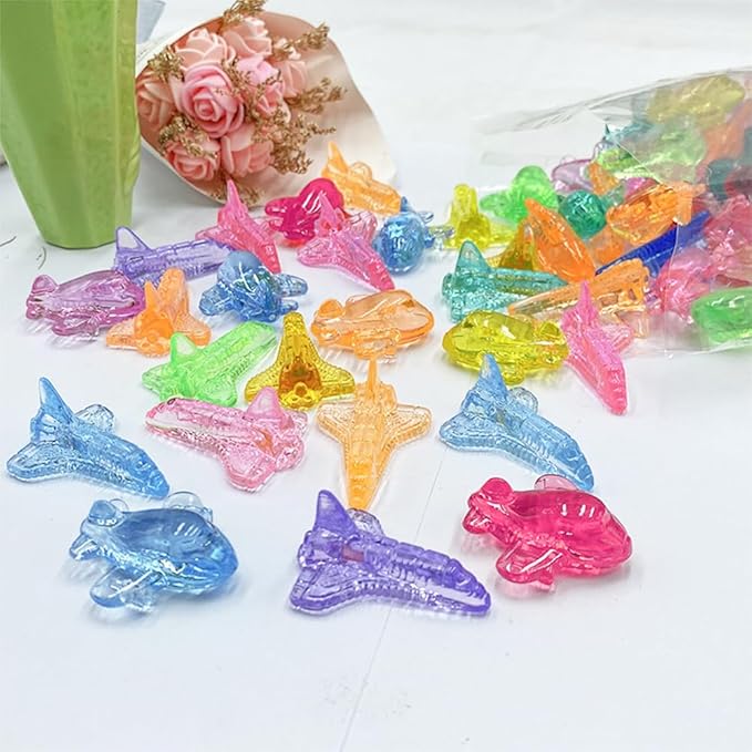 HappyFiller 90 Pcs Acrylic Mini Planes Small Plastic Airplane Bulk 9 Colors Perfect for Crafting, Party Favors,Home Decor, Table Scatters,Creative Art Projects