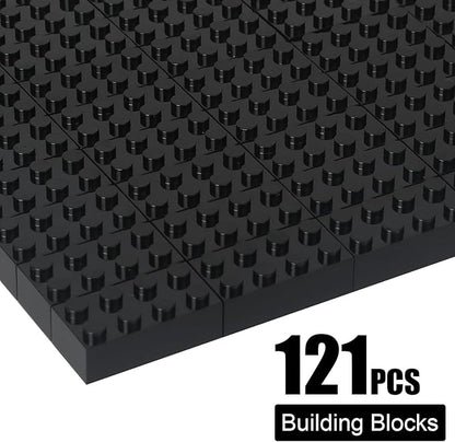 Building Bricks 121 Pieces 2x4 Black Color Building Block,Compatible with Lego Classic,Creative Building Block Toys for Kids