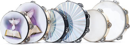 Tambourine 10 inch Dove Bible Double Row Jingle Tambourine for Adults,Handbell Clap Drum Tambourines for Pray Church Party Musical Instrument (10 inch Dove)