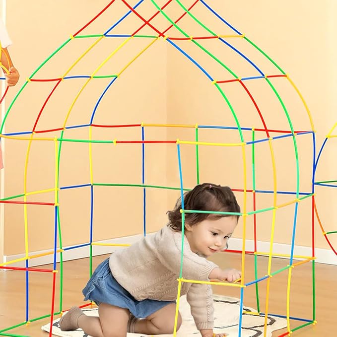 Straw Constructor STEM Building Toys 800 pcs-Colorful Interlocking Plastic Enginnering Toys- Fun- Educational- Safe for Kids- Develops Motor Skills-Construction Blocks- Best Gift for Boys and Girls