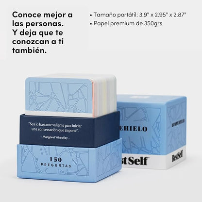 BestSelf Rompehielo (Icebreaker Spanish) – 150 Prompt Conversation Cards - Ice Breaker Game for Creating Real Conversations, Building Connections - Perfect Playing Cards for Friends, Family, Dates