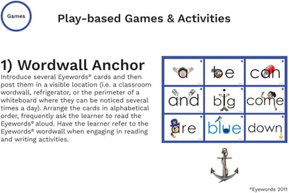 Sight Word & Phonics Flash Cards, Set 1 (High-Frequency Words 1-50) - Kinesthetic Learning, Picture-Embedded - Pre-K to Grade 2 - Homeschool & Classroom use - Model EW-22