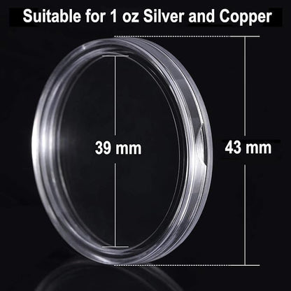 20 Pcs 39mm Acrylic Coin Holder for Silver Dollar, Coin Protector Case for 1oz Silver Britannia, Silver Buffalo's and Silver Somalian African Elephant, Coin Collector Box