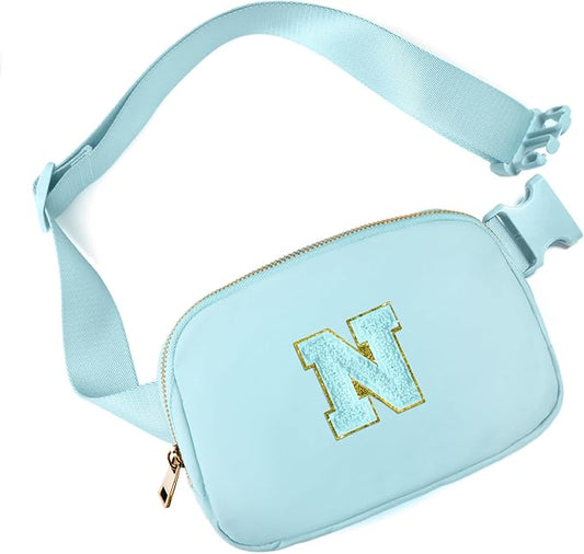 Gitus Gifts for 8 9 10 11 12 Year Old Girls Belt Bag Fanny Pack Crossbody Bags with Initial Letter Patch Cute Stuff Birthday Gifts for Teen Girls Women Personalized Trend Stuff (Icing Blue-N)