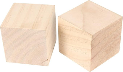SINJEUN 8 Pack 2.75 Inch Wooden Block, Natural Unfinished Wooden Cube Solid Wood Block for Puzzle Making, DIY Projects, Home Decoration