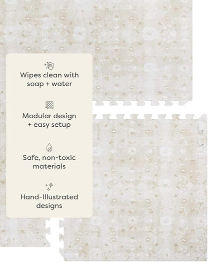 House of Noa Baby Play Mat – 4x6 Chateau Gemma – Set of 6 Tiles – Cushioned EVA Foam Play Mat for Floor, Soft Interlocking Baby Crawling Mats for Hard Floors