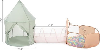 UTEX Kids Play Tent with Tunnel, 3 in 1 Pop Up Play Tent with Ball Pit, Play Crawl Tunnel for Toddler, Boys, Girls, Indoor& Outdoor Play House