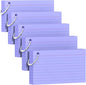 250 Count Purple Index Cards 3x5 Inch with Key Ring, Color Flash Index Card (50 Sheets Each), Durable & Portable Note Taking for Students, Teachers, Study Note Cards for Office Home School
