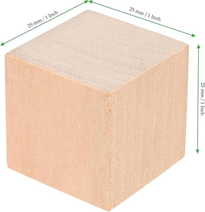 200 PCS 1 x 1 x 1 Inch Wooden Cubes, 2.5cm Unfinished Square Wooden Blocks, Smooth Blank Wood Blocks for Crafts, Painting DIY Projects