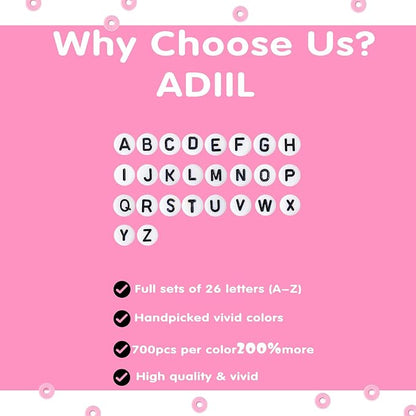 ADIIL 7200pcs Clay Beads Bracelet Making Kit, 6mm Polymer Heishi Beads for Jewelry Making, Friendship Bracelet Kit Birthday Gift for Adults Hot Pink