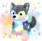 Hopearl LED Musical Stuffed Husky Lighting Up Singing Plush Dog Adjustable Volume Lullaby Animated Soothe Birthday Gifts for Kids Boys Girls, Gray, 12''