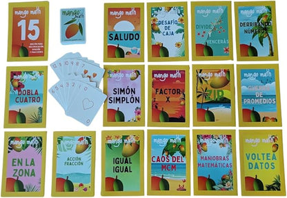 MANGO Math 15 Pack - Math Flash Cards - Educational Math Games for Kids - Multiplication, Division, Fractions Games & Learning Kit -2nd 3rd 4th Grades - Kids 6-12 - Set of 15 Games - Spanish Version