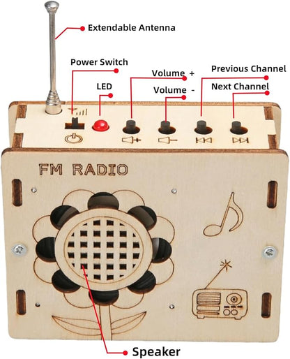 DIY FM Radio Kit and Solar Fan Kit, Electronic Science Project with PCB, Speaker, Case, Assembly Tools,Gifts for Smart Kids
