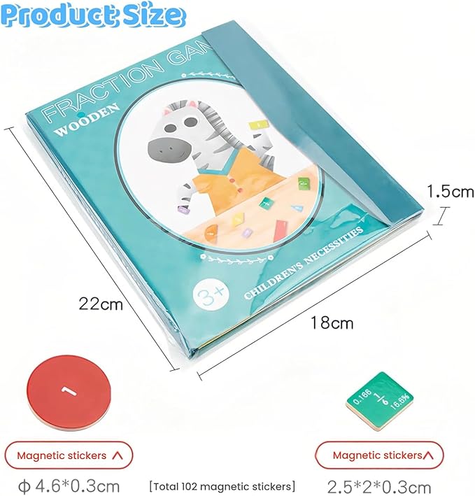 Magnetic Fraction Demonstration Book, Magnetic Fraction Tiles, Fractions Manipulatives, Score Disk Demonstrator Math Puzzle Learning Building Block Set(1Set)