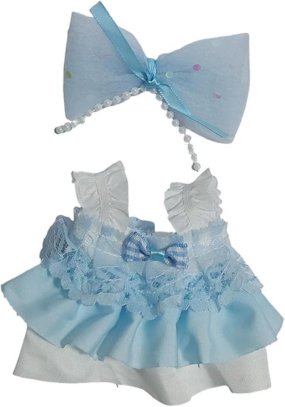 Doll Outfit Clothes Set for 17cm Dolls, Premium Fashion Princess Dress Jumpsuit for Dolls Accessories (NO Doll) (Blue Bow and Dress)