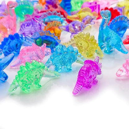 HappyFiller 55 Pcs Mini Acrylic Dinosaur Figures Resin Animals Dinosaurs to Hide,Tiny Sensory Bin Filler,Party Favors Perfect for Collectors,Vase Fillers,Mixed Color,Beach Theme Party Decorations