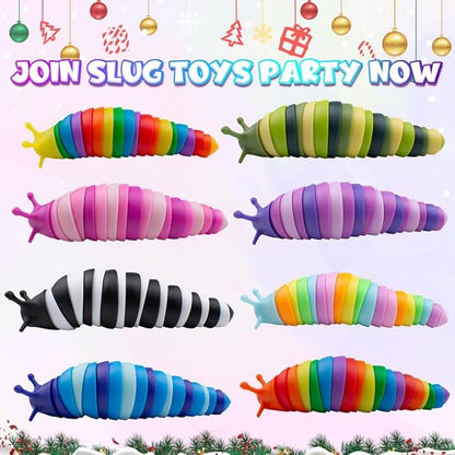 Cevioce 8 PCS Fidget Toys Slug for Adults Anxiety Sensory Toys for Party Favors Toddler Fidget Toys Age 3-4 ADHD Autism Toys for Anxiety Stress Christmas Stocking Stuffers Gifts for Boys Girls