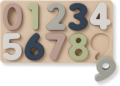Ali+Oli Baby Soft Silicone Number Puzzle Toys for Toddlers (11 Piece Set) Toddler or Baby Girl & Boy Neutral Baby Toys - Montessori Learning Puzzle Silicone Number Shape Sorter Toy