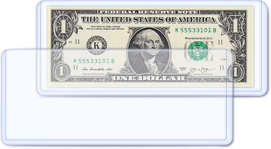 25Pcs Dollar Bill Sleeves - 6.8 x 2.9 Inch Hard Plastic Currency Sleeves, Clear Money Holders Waterproof Transparent Currency Protectors for Collectors