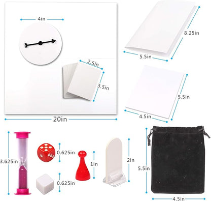 Madanar Blank Create Your Own Board Game Kit DIY 143 Piece Set - Perfect for School Projects: Player Pieces, Spinner, Playing Cards, Dice, Sand Timer, Pawns, Storage Box, and More - Fun for Family