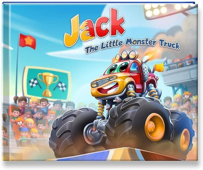 STORYBUG Personalized Monster Truck Story Book - Kids Custom Book with Name in The Story, 11in x 8.5in, Blue