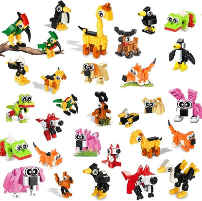 30 Packs Building Blocks Party Favors for Kids, Mini Animals Building Block Sets for Classroom Prizes Birthday Goodie Bag Fillers Valentines Easter Gifts for Kids Boys Girls 4+ Year