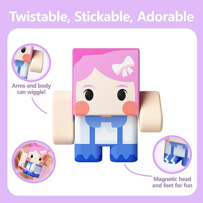 GobiDex 8PCS Magnetic Figures Playset Rotatable Animal & Character Toys for Kids, Toddlers Sensory Pretend Play Travel Toys Compatible with Magnet Blocks