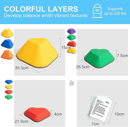 Gentle Monster Stepping Stones for Kids, Set of 6/8/11 PCS for Balance with Non-Slip Bottom - Exercise Coordination and Stability (11pcs-Heart)