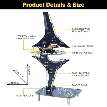Starship Soldering Practice Kit, Sci-Fi Spaceship DIY LED Light Kit, Fun Electronics Learning Kit for School Projects & Cool Desk Decor Present for Teens & Adults