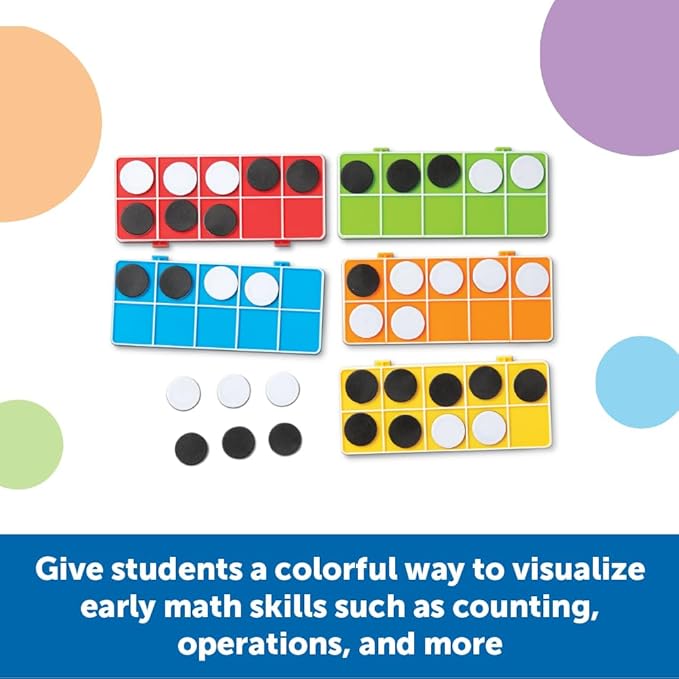 Learning Resources Rainbow Ten-Frames Classroom Set, 140 Pieces - Math Tools for Students Ages 5+, School Supplies and Teacher Resources, Classroom Supplies