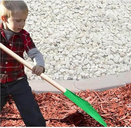 Pack of 3 Kids Rake with Hardwood Handle, Durable Plastic Head to Sweep Leaves in Lawn and Tidying Up The Garden, 34" (Orange)