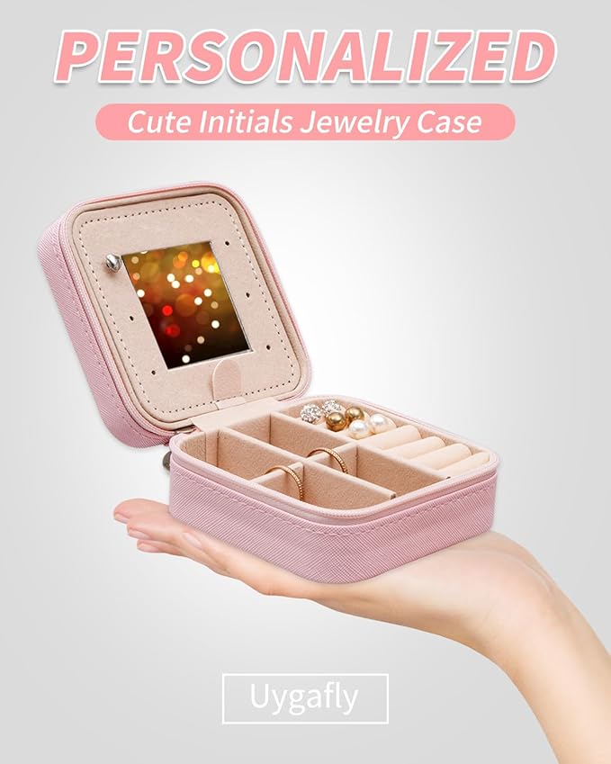 Jewelry Case - Fashion Jewelry Box | Customized Mother's Day Gift, Birthday Gift for Mom | Pink,C