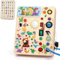 Dinosaur Busy Board with LED Light,Montessori Toy for 1+ Year Old,Engaging Sensory Board for Fine Motor Skills,Gifts & Travel Toys for Toddlers 1-3,Busy Board Plus Version.