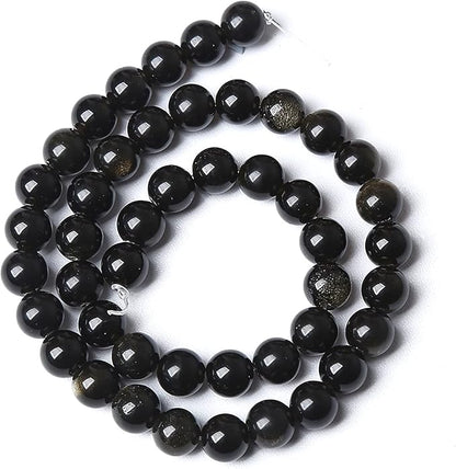 6MM 60PCS Natural Stone Golden Obsidian Loose Spacer Beads for Jewelry Making DIY Bracelet