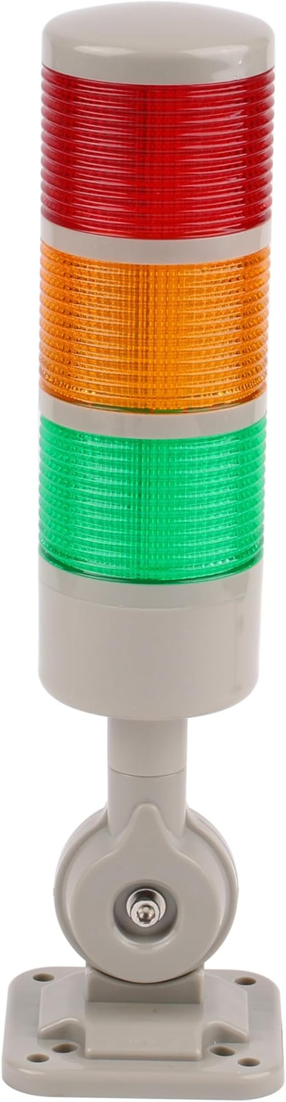 Led Signal Tower Stack Lights, Industrial Warning Column Lamp, Andon With Rotatable Base, Steady/Flashing Switchable, 12V 24V DC (3-Layer, With Buzzer)