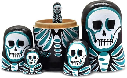 Nesting Dolls Wooden Russian Skull Matryoshka Dolls Gift for Halloween Toddler Kids Boys Girls Toys for Children Christmas Birthday