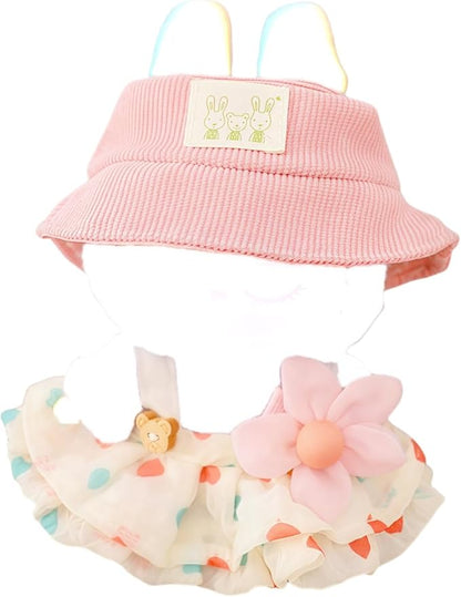 17cm Doll Clothes Set, 3 Pieces Dress Outfit Set for 6.7inch Doll Suit, Fashion Chic Hat & Clothes Accessories for 1st/2nd/3rd Gen Dolls Play & Display Light Beige