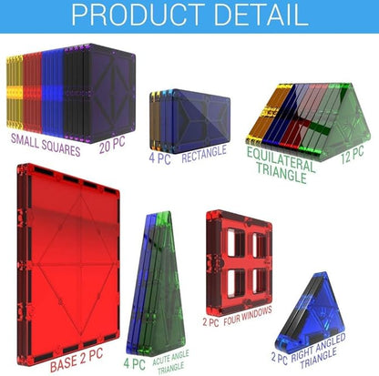 Desire Deluxe Magnetic Tiles Building Blocks Construction Toys for Boys & Girls 47pc – STEM Learning Educational, Kids Age 3 4 5 6 7 8 Year Old Gift
